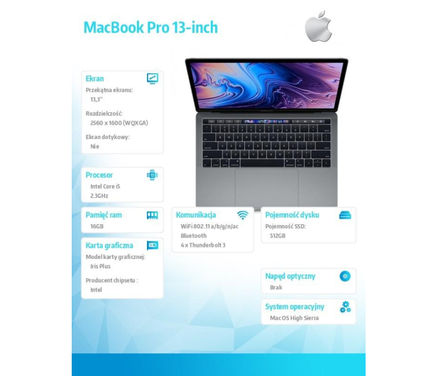 Apple MacBook Pro i5 2,3GHz/16GB/512/Iris 655 Space Gray - 441143 - zdjęcie 2
